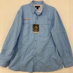 New Dri Duck Large Blue Sun Protection Long Sleeve‎ Button Down Outdoor Active